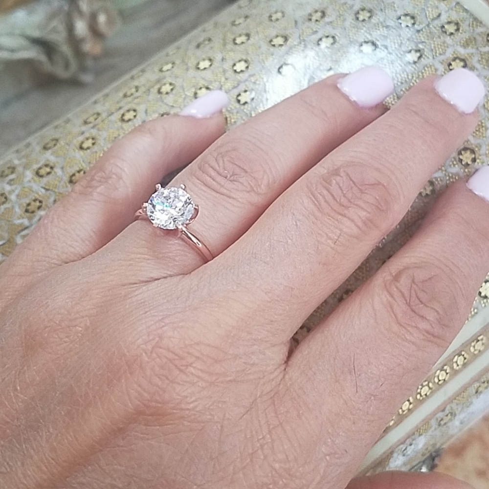 14k Rose Gold 2ct Round Engagement Ring 3 4 5 6 7 - Picture 3 of 11